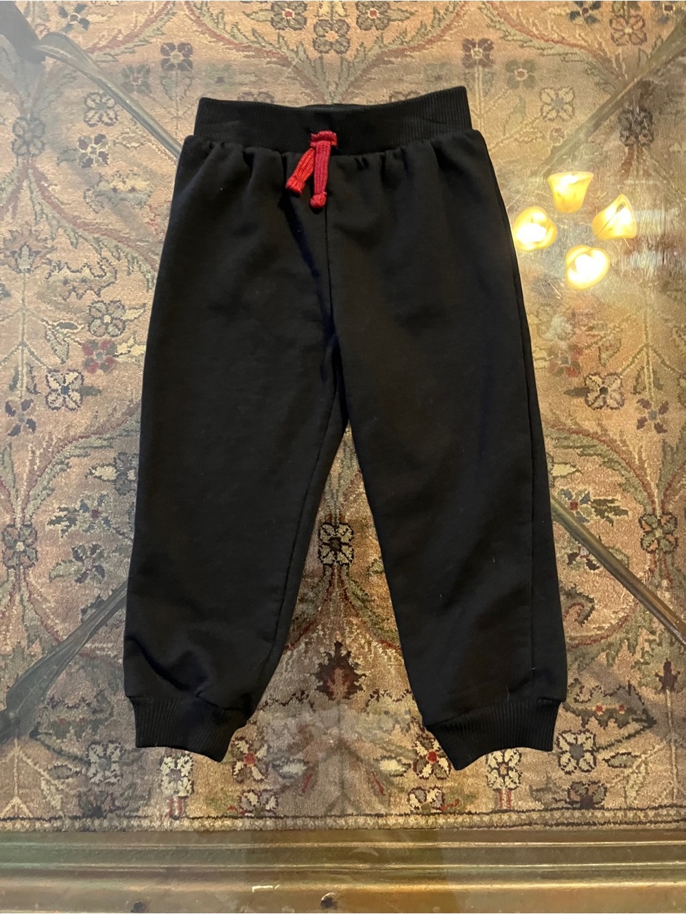 Nicole Miller Baby 24M Black Jogger Pants Red Drawstring